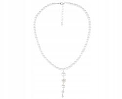  Női nyaklánc Preciosa fehér gyöngyökkel, cirkónia medállal esküvőre (SRBC-31)