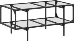 vidaXL acél dohányzóasztal átlátszó üveglappal 98, 5 x 50 x 45 cm (846042) (846042)