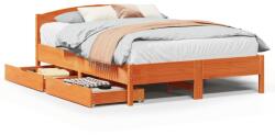 vidaXL viaszbarna tömör fenyőfa ágy matrac nélkül 140 x 200 cm (3301829) (3301829)
