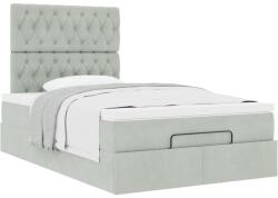vidaXL Ottomán ágykeret matracokkal világosszürke 120x200cm bársony (3313535) (3313535)