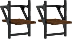 vidaXL 2 db barna tölgyszínű falipolc rúddal 20 x 25 x 30 cm (836232) (836232)