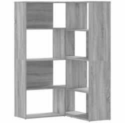vidaXL 4 szintes szürke szerelt fa sarokkönyvespolc 85x85x140 cm (3307815) (3307815)