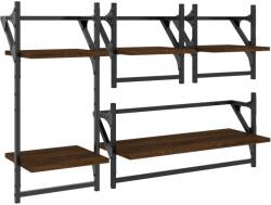 vidaXL 4 részes barna tölgyszínű szerelt fa fali polc szett rúddal (836267) (836267)
