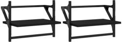 vidaXL 2 db fekete falipolc rúddal 40 x 25 x 30 cm (836238) (836238)