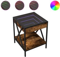 vidaXL füstös tölgy végtelen hatású LED-es dohányzóasztal 40x40x49 cm (847694) (847694)