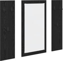 vidaXL Fali Kabáthorog tárolóval tükörrel Musta tammi 96 x 1.5 x 90 cm Faanyag (874532) (874532)
