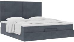 vidaXL Ottomán ágykeret matracokkal sötét szürke 180x200cm bársony (3313416) (3313416)