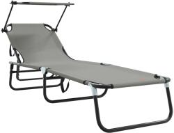 vidaXL Összecsukható Napágy Napernyővel Szürke 600D Oxford Szövet (42003131) (42003131)