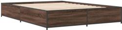 vidaXL barna tölgyszínű szerelt fa és fém ágykeret 120 x 190 cm (3279866) (3279866)