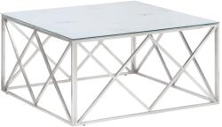 vidaXL ezüstszínű rozsdamentes acél és edzett üveg dohányzóasztal (349979) (349979)