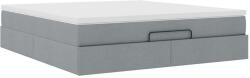 vidaXL Ottomán ágykeret matraccal világosszürke 160x200cm szövet (3311120) (3311120)