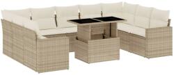 vidaXL 10 részes bézs polyrattan kerti ülőgarnitúra párnával (3267478) (3267478)