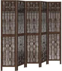 vidaXL 5 paneles sötétbarna tömör császárfa térelválasztó (358662) (358662)