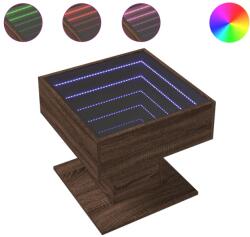 vidaXL barna tölgy szerelt fa dohányzóasztal LED-del 50 x 50 x 45 cm (847531) (847531)