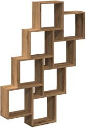 vidaXL kézműves tölgy színű szerelt fa fali kocka polcok 90x15x119, 5cm (856597) (856597)