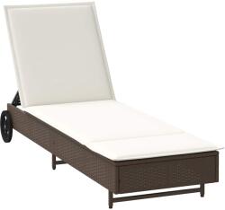vidaXL barna polyrattan napozóágy párnával és kerekekkel (4104034) (4104034)