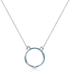 SAVICKI Colier cerc din aur alb 585 cu diamant alb 0.1 ct 42 cm