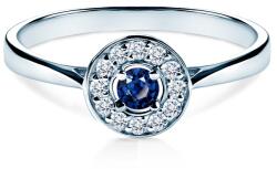 SAVICKI Inel de logodnă Savicki: aur alb, safir, diamante - savicki - 3 903,00 RON