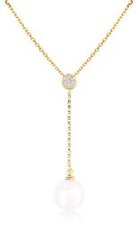 SAVICKI Colier bilă din aur cu perle 0.03 ct 42 cm