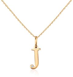 SAVICKI Colier litera J din aur 585 cu diamant 0.04ct 45 cm