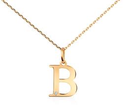 SAVICKI Colier litera B din aur 585 cu diamant 0.04ct 45 cm