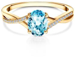 SAVICKI Inel de logodnă SAVICKI: aur, topaz albastru, diamante
