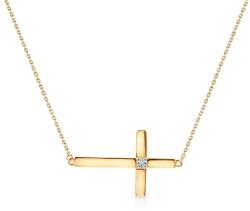 SAVICKI Colier cruciuliță din aur 585 cu diamant alb 0.005 ct 42 cm