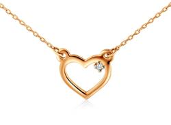 SAVICKI Colier inimă din aur 585 cu diamant alb 0.005ct 45 cm