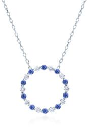 SAVICKI Colier cerc din aur alb 585 cu safire albe și albastre 0.15 ct 44 cm