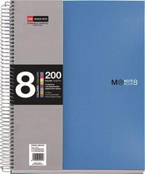  Spirálfüzet MIQUELRIUS 200 lap, színregiszteres, 8 részes, A/5-ös vonalas, kék