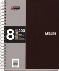 Spirálfüzet MIQUELRIUS 200 lap, színregiszteres, 8 részes, A/5-ös kockás, fekete