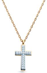 SAVICKI Colier cruce aur 585 diamante albe 0.06 ct 42 cm
