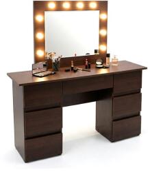 Artool Masa de toaleta/machiaj, Vanessa, wenge, cu oglinda si LED-uri, 130x43x143 cm GartenVIP DiyLine (143868)