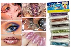  Csillámpor Ampullában 6 Db-os Manikűr-smink Csomag 6 Színben (BR-GR)