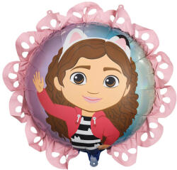  Gabby babaház fólia lufi fodros szegéllyel, 52x52 cm, vegyes színek (FB317)