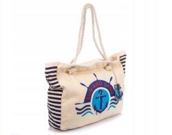 BAG STREET Bezs színű, erős anyagból készült strandtáska, nagy méretű, zsinóros, tágas (2205)