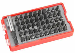 Extol Csavarbehajtó készlet CrV, 1/4", övre csíptethető, tartóban, 51 db