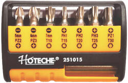 HOTECHE Bit készlet 15 db-os, műanyag tartóban, mágneses befogóval