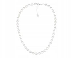  Elegáns női nyaklánc 8 mm-es fehér Preciosa gyöngyökkel esküvőre, 42 cm (SRBC-47)