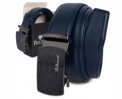 Beltimore Öv bőr öv nadrághoz, automata fekete csattal, sötétkék (Beltimore-A45navy_125)