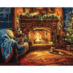  Festmény Számokkal Kerettel Festhető képek Karácsonyi kandalló 50x40cm (5907649962315)