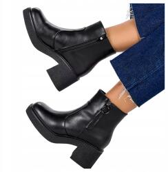 Sergio Leone Női Bokacsizma Széles, Tömb Sarokkal, Bélelt, Szőrmés, Új, 40-ES Méret (TR926)