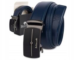 Beltimore Öv bőr öv nadrághoz, automata fekete csattal, sötétkék (Beltimore-A43navy_125)