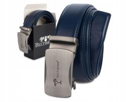 Beltimore Férfi bőr Öv ezüst automata csattal, sötétkék színben (Beltimore-A50navy_125)