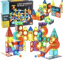 RicoKids Mágneses építőkockák Világító Golyós Pálya 110 Elem Oktató Játék (776310)