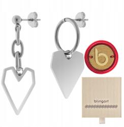 Blingart Női lógós sebészeti acél fülbevaló Aszimmetrikus szívek Blingart (damskie kolczyki wiszące stal SK0215#S)