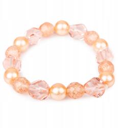  Női lazacrózsaszín karkötő Preciosa kristályokkal és gyöngyökkel, Rosé Shine (SRBD-87)