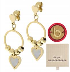 Blingart Fülbevaló sebészeti acél szív aranyozott lógó női stift Blingart (damskie kolczyki wiszące SK0224#Z)