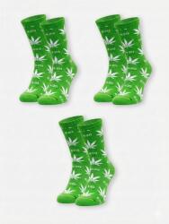  3 pár Kush Leaves Zokni Szett Levelek Zöld Fehér Pamut 41-46