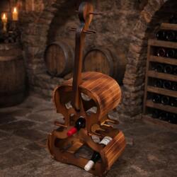 ATELIER 49 Suport de lemn pentru 6 sticle de vin si 10 pahare, forma vioara, 87 39 22 cm (ATE49-ART-155856) Suport sticla vin